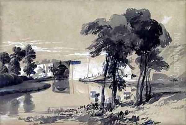 Canal Bridge, Pitstone, Buckinghamshire Oil Painting by John Cooke Bourne