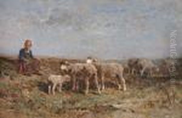 Bergere Et Ses Moutons Oil Painting by Felix Saturnin Brissot de Warville