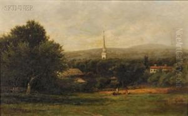 Landscape With Church Oil Painting by John Bunyan Bristol
