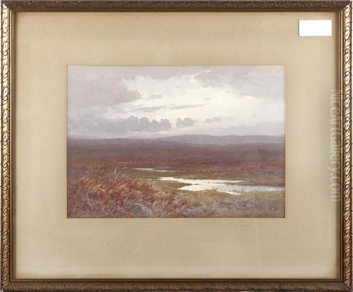 A Moorland Landscape, Possibly Dartmoor Oil Painting by Charles Edward Snr Brittan