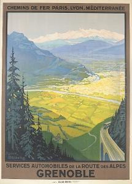 Services Automobiles De La Route Des Alpes Grenoble Oil Painting by Roger Broders