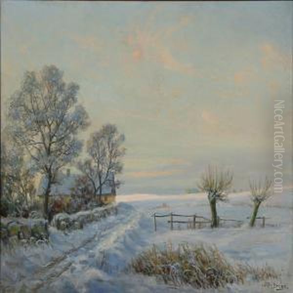 Winter Landscape Oil Painting by Alfred K. Harald Broge
