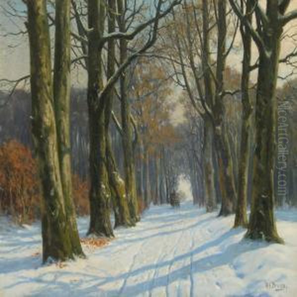 Wintry Forest Oil Painting by Alfred K. Harald Broge