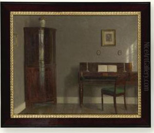 Interior With A Harpsichord Oil Painting by Alfred K. Harald Broge