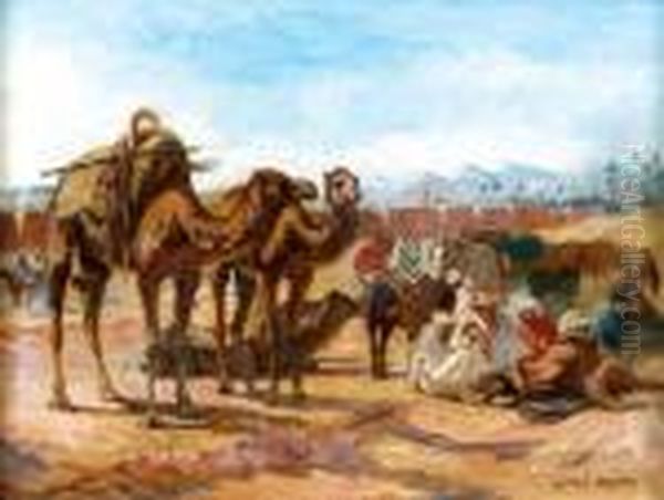 La Halte Devant Les Remparts Oil Painting by Matteo Brondy