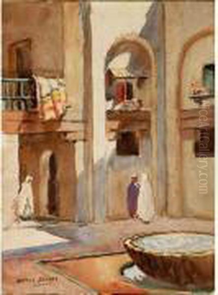 Cour De Palais A Meknes. Oil Painting by Matteo Brondy