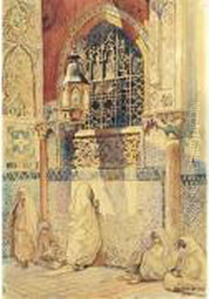 Marocaines Dans La Mosquee A Fez. Oil Painting by Matteo Brondy