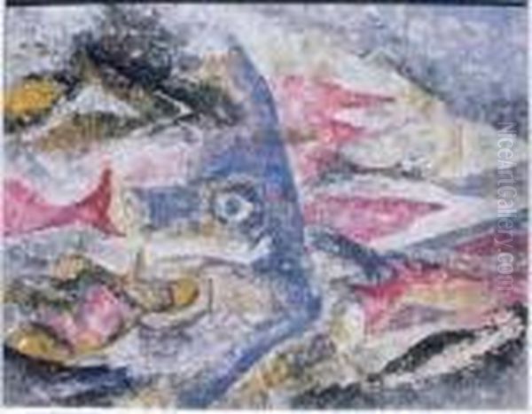 The Fish Oil Painting by Bertram Richard Brooker