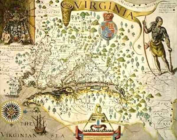 Sloane MS 1622 Map of Virginia Oil Painting by Theodore de Bry