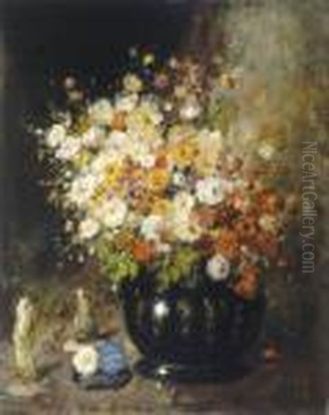 Bloemenstilleven Oil Painting by Jules Brouwers