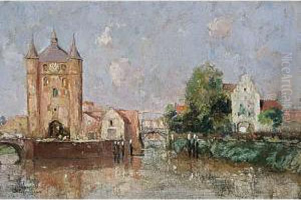 A View Of Zierikzee Oil Painting by Jules Brouwers