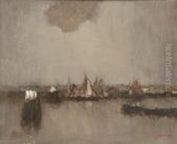 [marine.] Huile Sur Panneau, Signee En Bas A Droite Oil Painting by Jules Brouwers