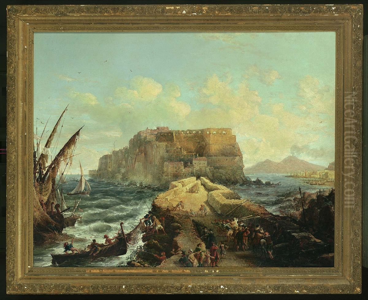 Castello Dell'ovo, Bay Of Naples Oil Painting by George Loring Brown