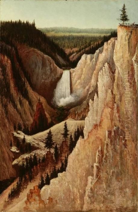 Grand Canyon And Falls From Hayden Pt., Yellowstone Park Oil Painting by Grafton Tyler Brown