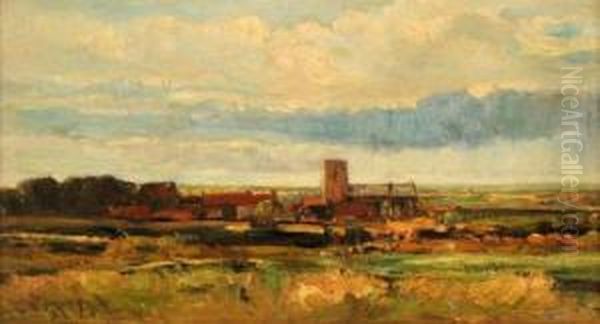 Morston Church, Blakeney, Norfolk Oil Painting by John Alfred Arnesby Brown