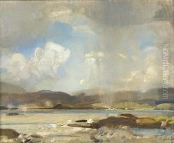A Shower In The Western Isles Oil Painting by John Alfred Arnesby Brown