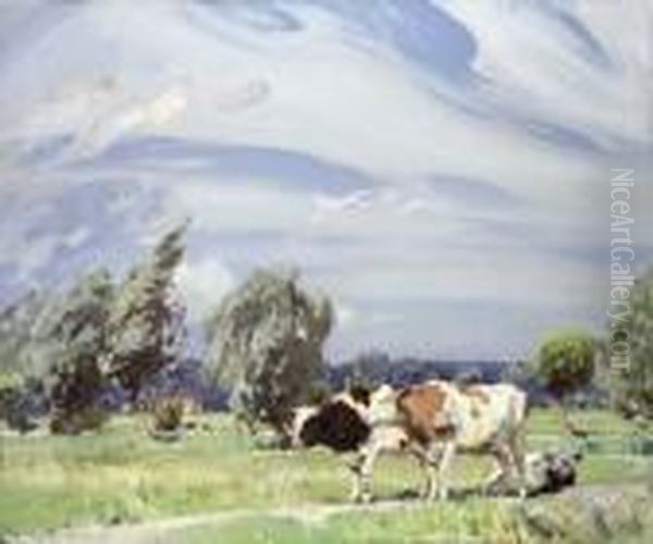 In The Marshes Oil Painting by John Alfred Arnesby Brown