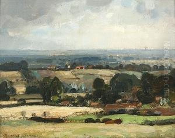 A Norfolk Farm Oil Painting by John Alfred Arnesby Brown