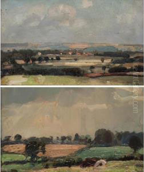 Lincolnshire Wolds; Haddiscoe Oil Painting by John Alfred Arnesby Brown