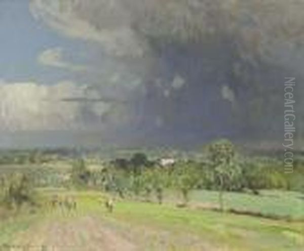 The Ploughed Field Oil Painting by John Alfred Arnesby Brown