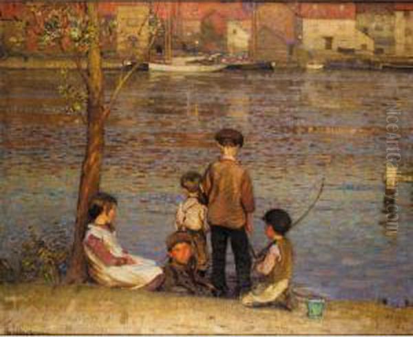 The River Afterglow Oil Painting by John Alfred Arnesby Brown