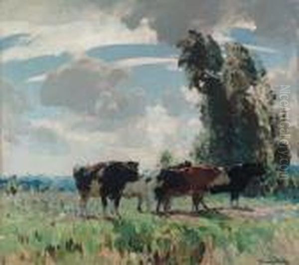 A Summer Afternoon Oil Painting by John Alfred Arnesby Brown