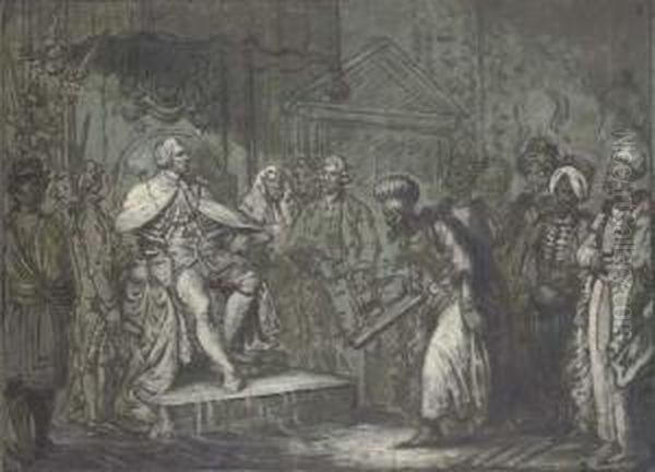 His Majesty King George Iii And 
Officers Of State Receiving Theturkish Ambassador And Suite Oil Painting by Mather Brown
