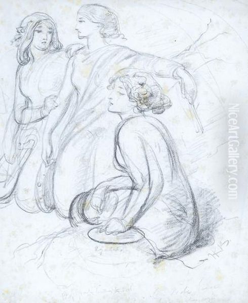 Couple With Child Oil Painting by Hablot Knight Browne