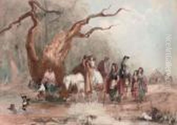 Crossing The Pond Oil Painting by Hablot Knight Browne