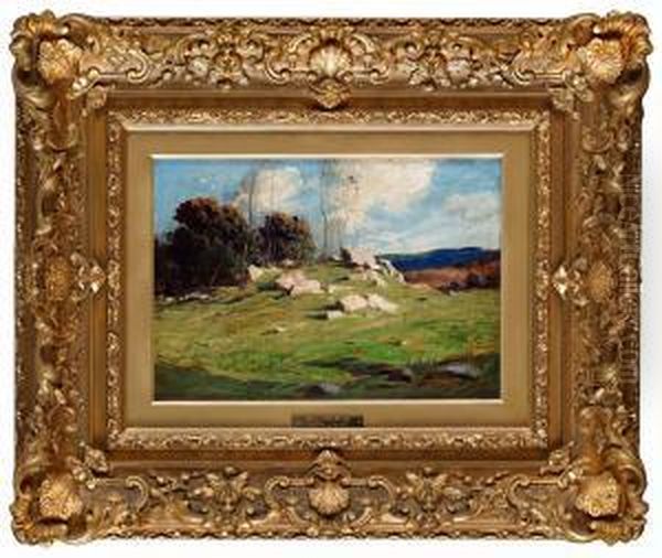 A Stony Hillside. Oil Painting by George Matthew Bruestle