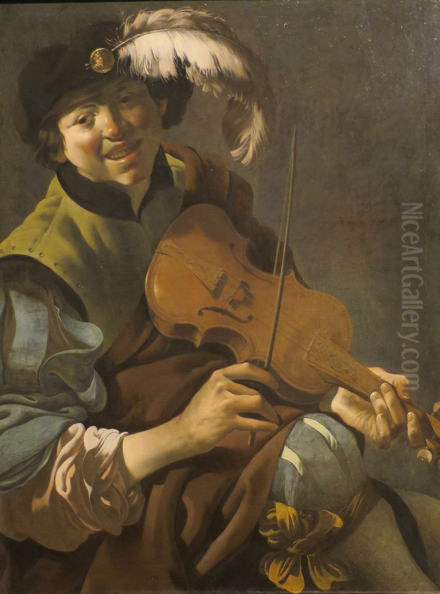 A Boy Violinist Oil Painting by Hendrick Ter Brugghen
