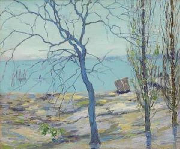 The Old Ice Fishing House Oil Painting by Everett Lloyd Bryant