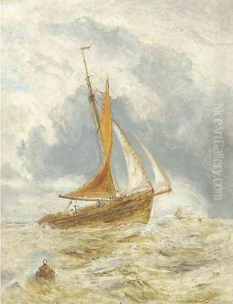 A fishing vessel at sea Oil Painting by William Joseph Caesar Julius Bond