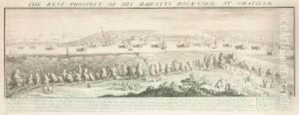 A Set Of Four Naval Dockyard 
Engravings,comprising: The Western Prospect Of Chatham; The North 
Westprospect Of Sheerness; The North West Prospect Of Deptford; &the
 North Prospect Of Woolwich Oil Painting by Samuel