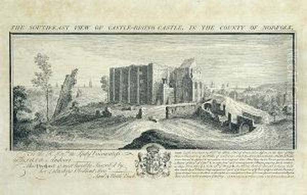 The South View Of Burgh Castle, 
The South-east View Of Castle Rising Castle, The South-east View Of 
Wymondham Abbey And The South-west View Of Binham Priory, C.1738 Oil Painting by Samuel