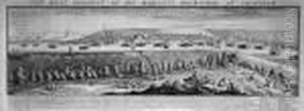 The North Prospect Of Gravesend 
In The County Of Kent And The West Prospect Of His Majestys Dock-yard At
 Chatham Oil Painting by Samuel