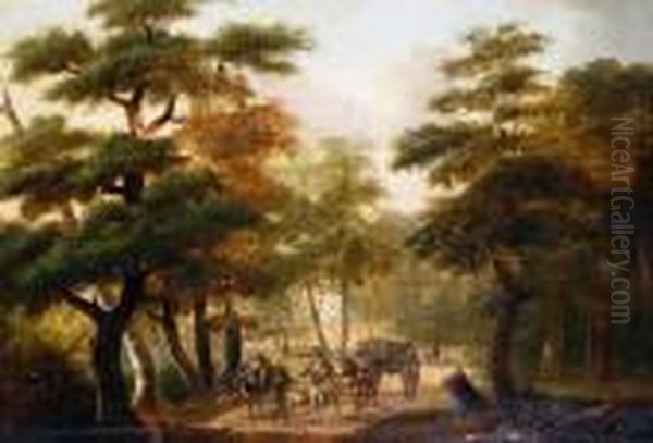 A Busy Country Road Oil Painting by Philippe Budelot