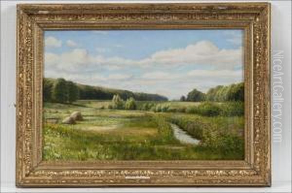 Kesamaisema - Sommarlandskap Oil Painting by Carl Budtz-Moller