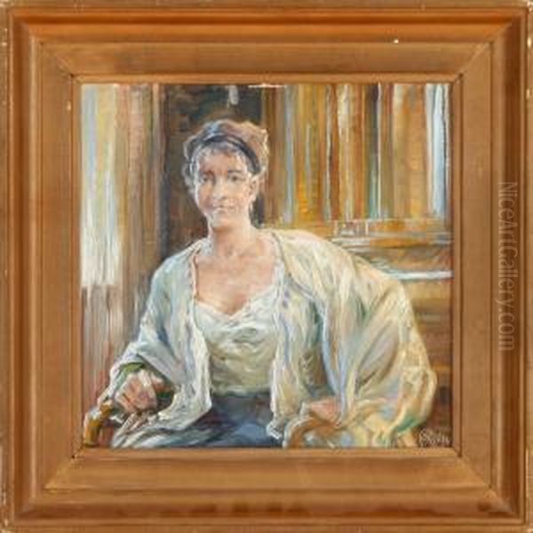 Interior With Ayoung Italian Girl Oil Painting by Carl Budtz-Moller