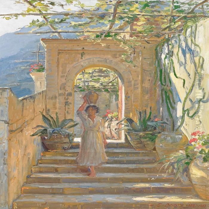 Vandbaerersken,positano Oil Painting by Carl Budtz-Moller