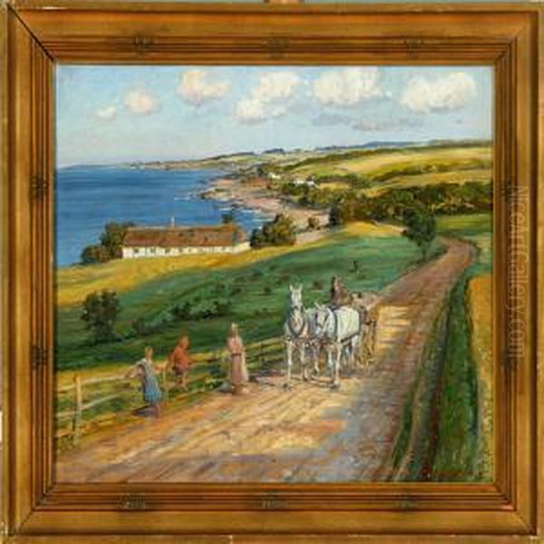 Danish Summer Landscape From Gudhjem Town On Bornholm Island Oil Painting by Carl Budtz-Moller