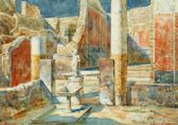 Casa Del Balkone Pensile. Pompeji Oil Painting by Carl Budtz-Moller