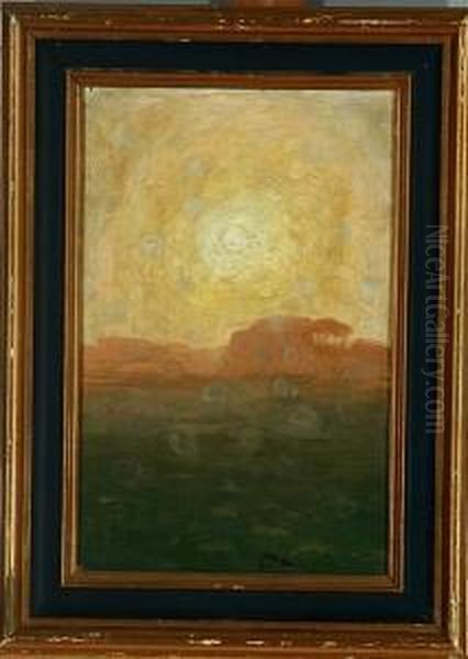 Italian Summer Landscape By Sunset Oil Painting by Carl Budtz-Moller