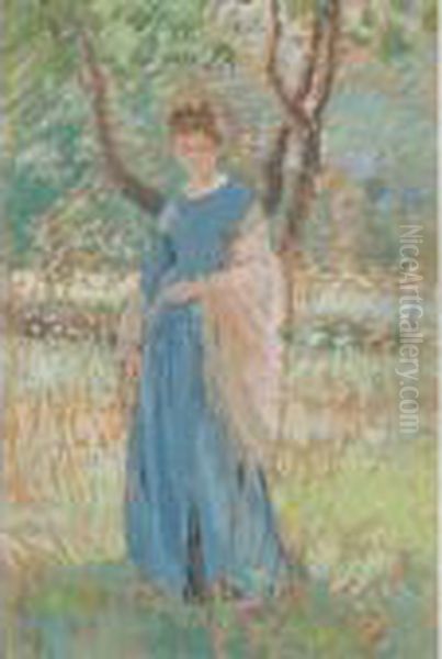 Woman In Shawl Oil Painting by Karl Albert Buehr