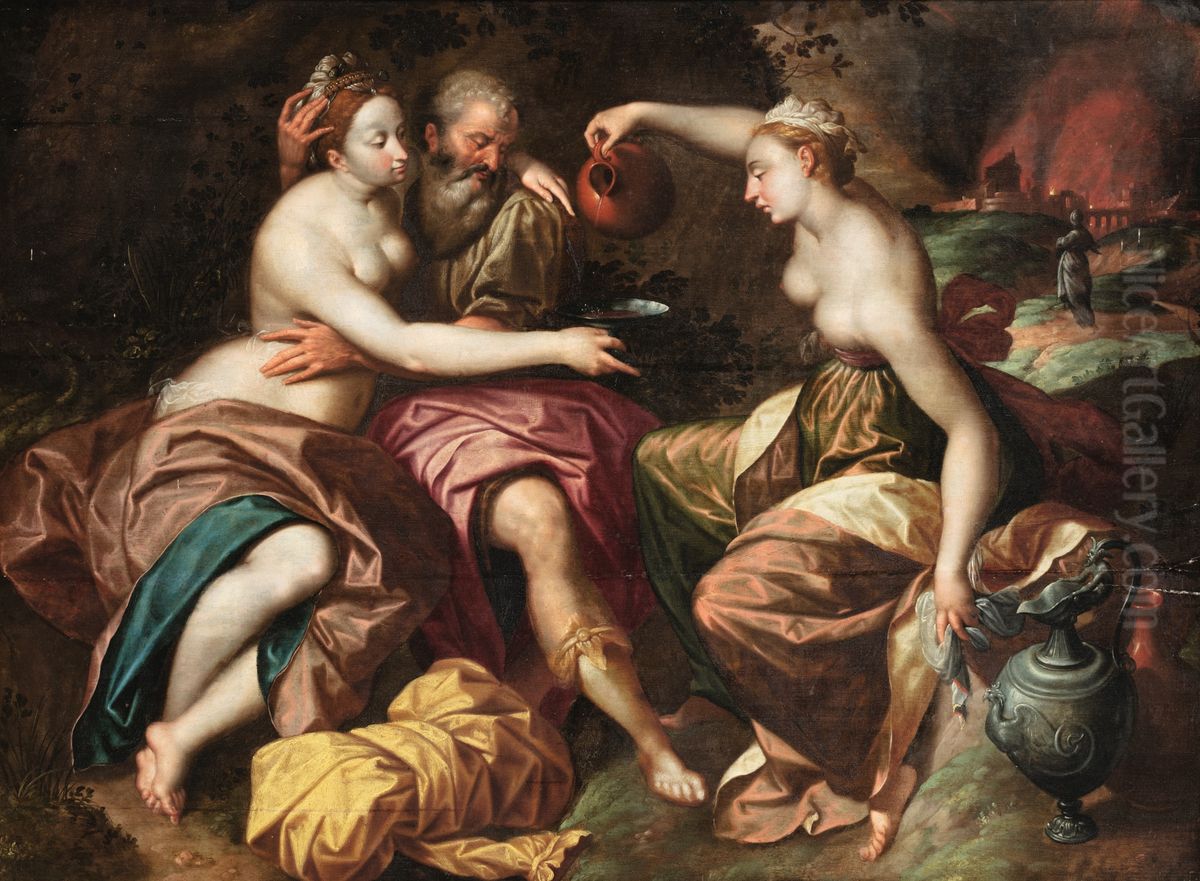 Lot and his Daughters Oil Painting by Jacob De Backer