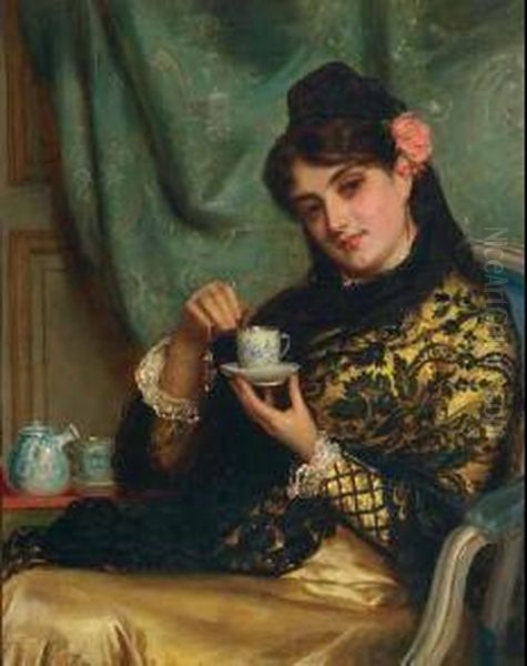 The Cup Of Tea Oil Painting by John Bagnold Burgess
