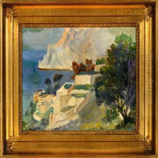 Coastal Scene From Capri In Italy Oil Painting by Peter Busch