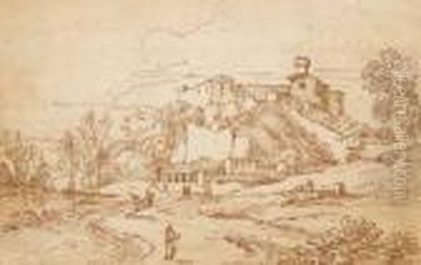 Paesaggio Con Borgo Fortificato Oil Painting by Jan Frans Van Bloemen (Orizzonte)