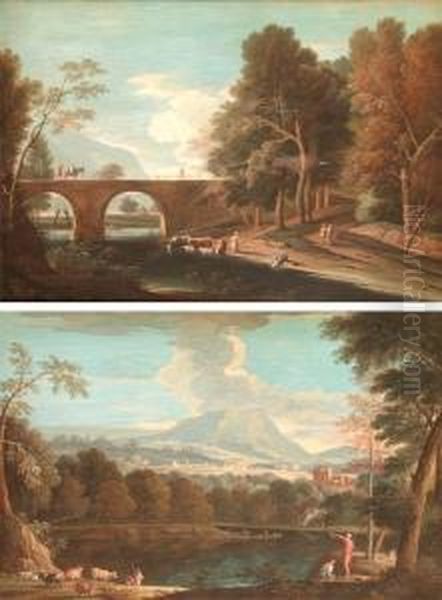 Paesaggi Fluviali Nei
Dintorni Di Roma Con Pastori Ed Armenti Oil Painting by Jan Frans Van Bloemen (Orizzonte)