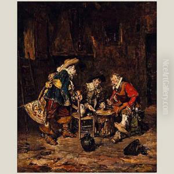 Juego De Cartas Oil Painting by Maximo Juderias Caballero